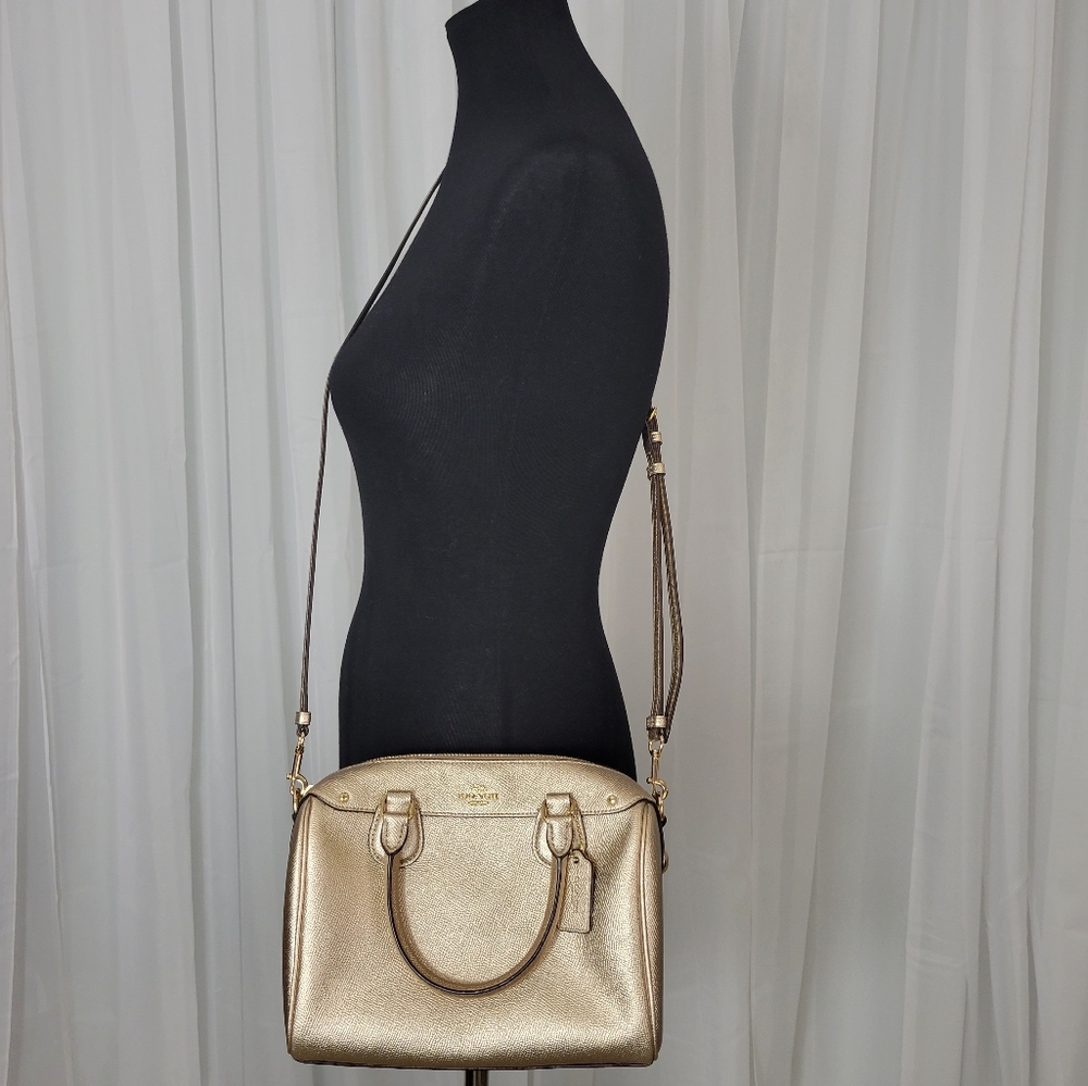 Coach Metallic Gold Crossbody Top Handle Bag